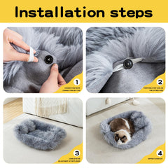 MeiSan alfombra auto-caliente para mascotas, gato acurrucado en textura peluche