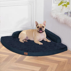 MEKIY cama ortopédica para perro grande en azul marino con soporte cómodo.