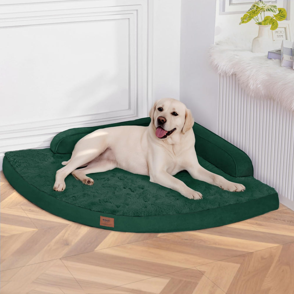 Cama ortopédica Mekiy XXL vista superior para perros grandes, soporte estable.