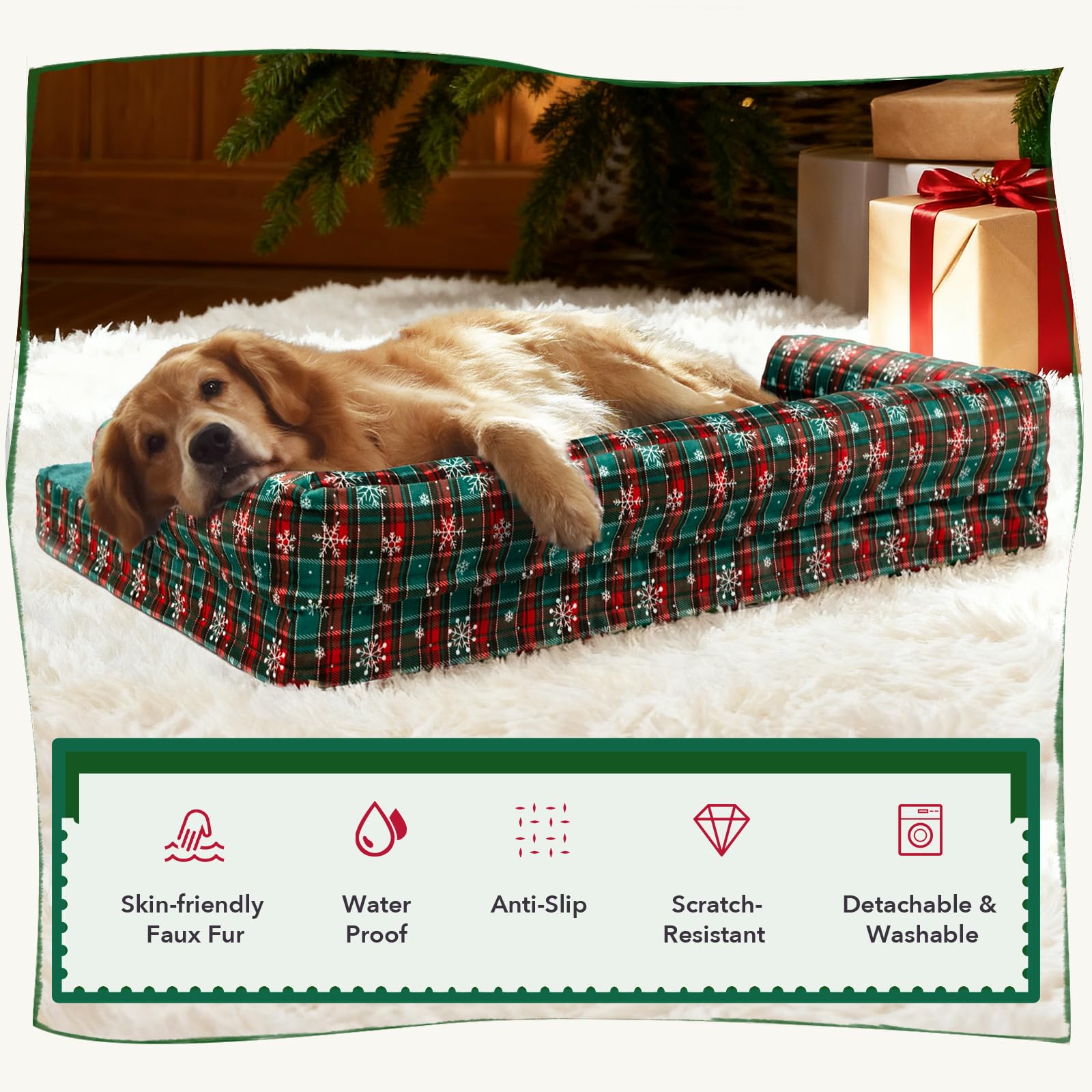 Dimensiones 42x30x8 pulgadas con base antideslizante para perros activos