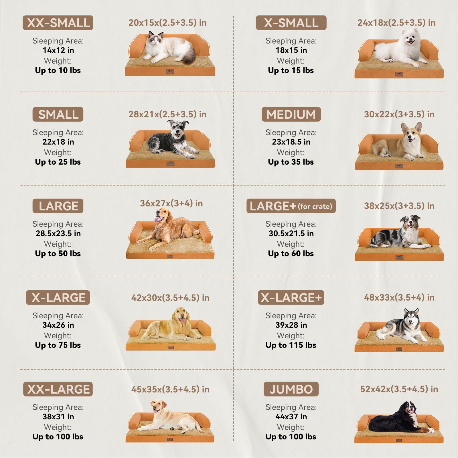 MEKIY cama para perro grande con bolster desmontable para ajuste de confort.