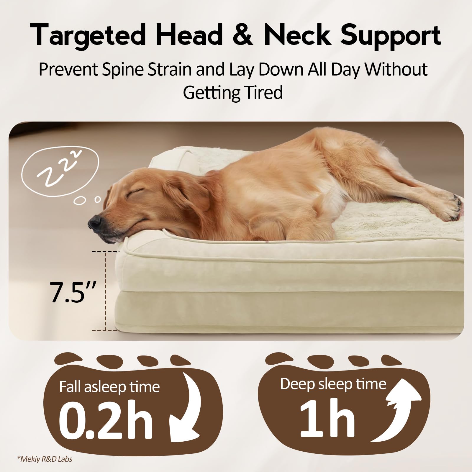 Cama MEKIY para perro grande, cubre removible lavable visible, limpieza sencilla.