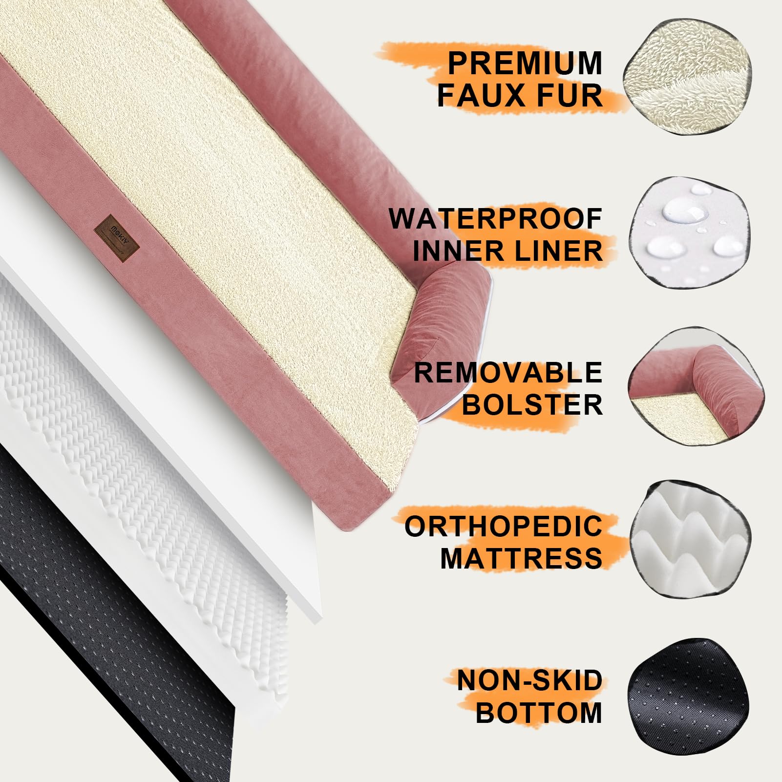 Dimensiones de la cama MEKIY 48x33x7,5 pulgadas para perros grandes