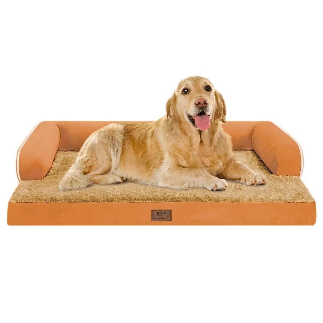 MEKIY cama para perro grande con espuma ortopédica, ofrece soporte estable para dormir.