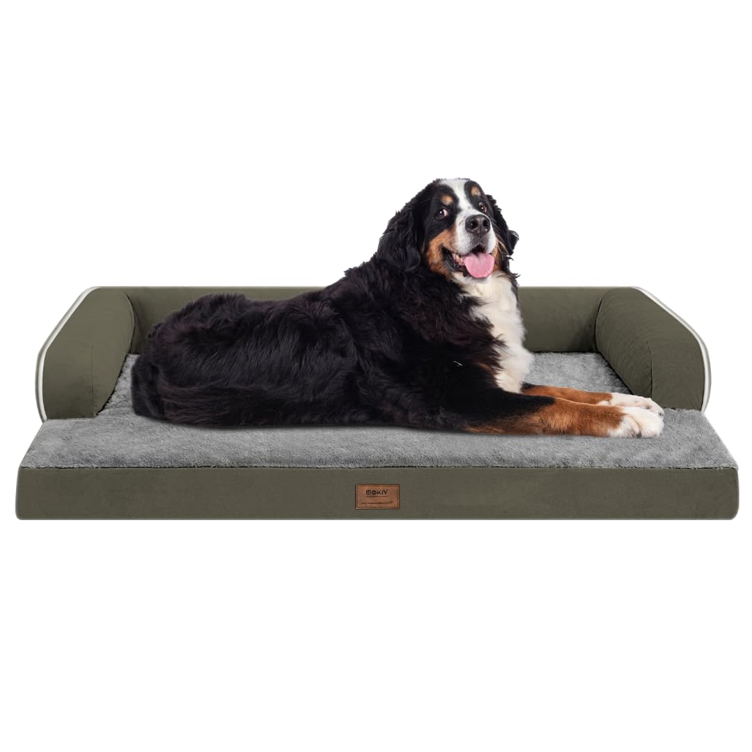MEKIY cama ortopédica XXL para perros grandes, vista frontal para comodidad nocturna.