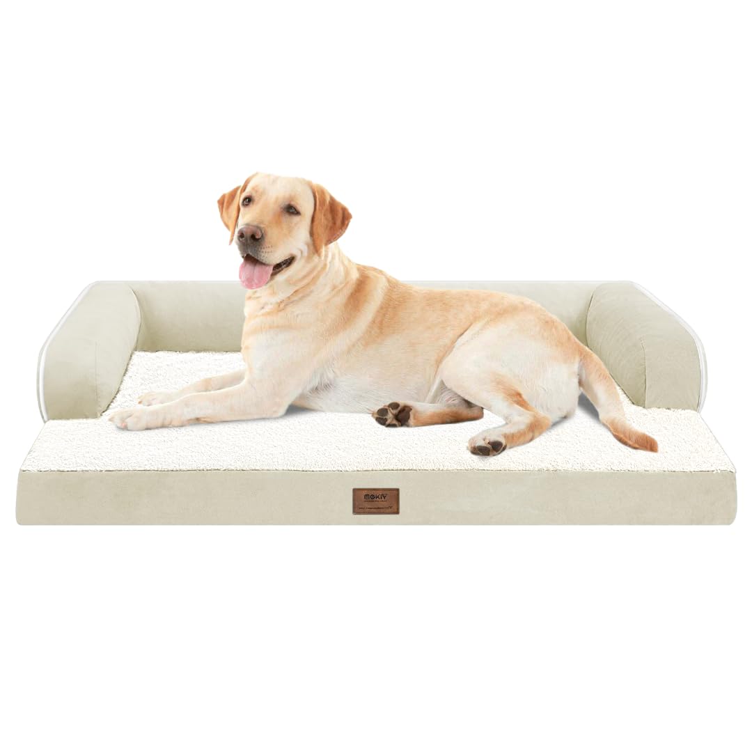 MEKIY cama ortopédica para perro grande con espuma de panales brinda soporte cómodo.