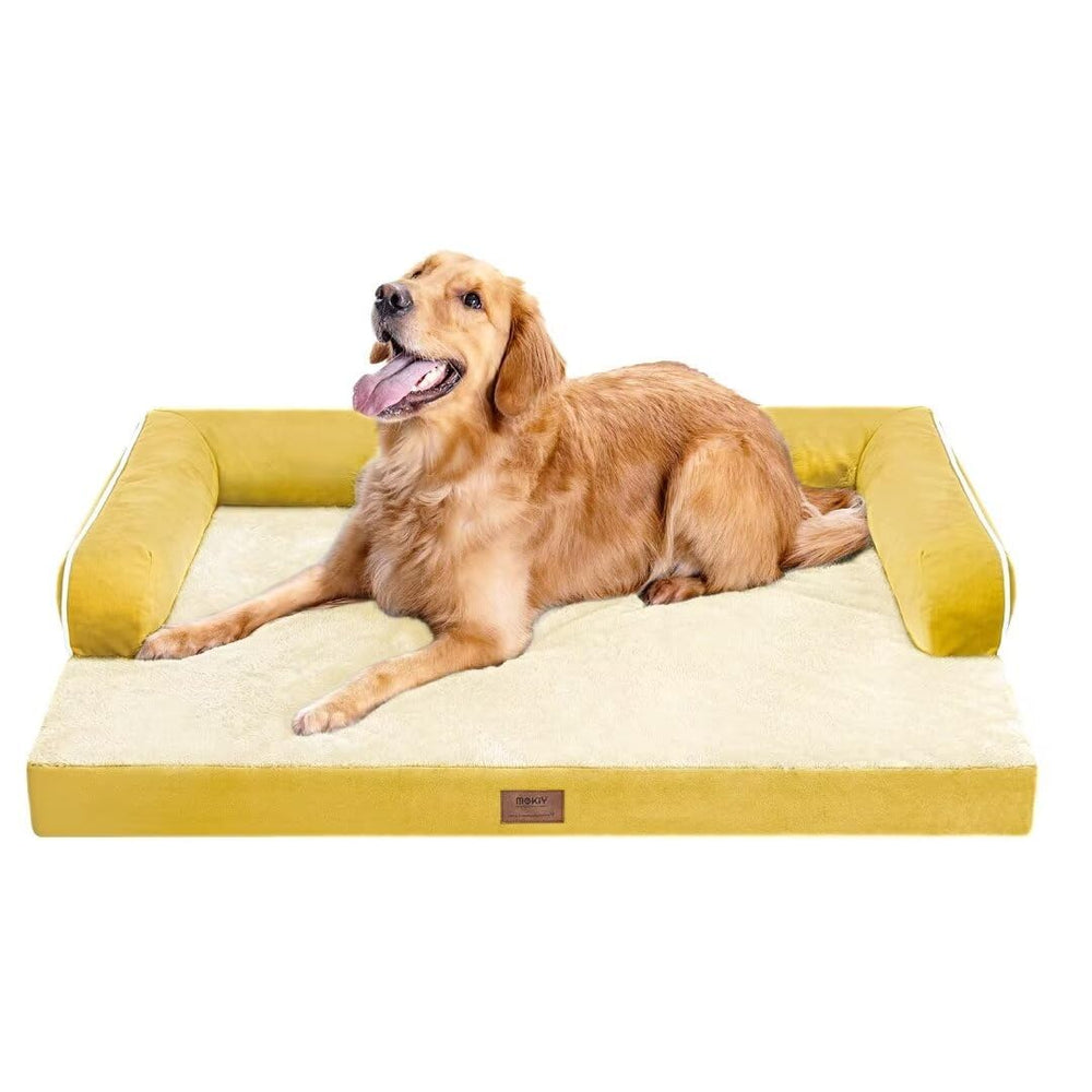MEKIY cama para perro grande ortopédica con espuma de apoyo para cuello.