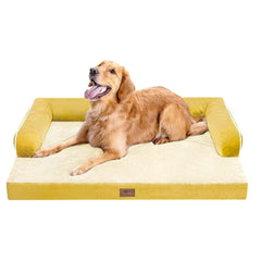 MEKIY cama para perro grande ortopédica con espuma de apoyo para cuello.