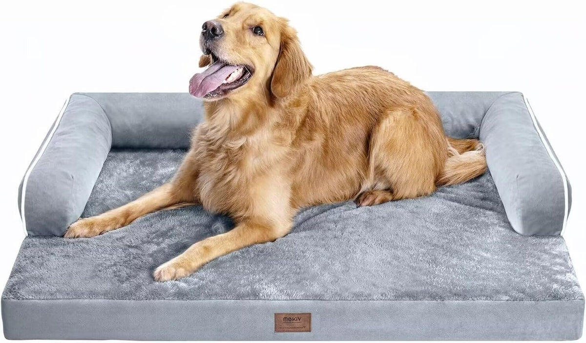 MEKIY cama ortopédica para perros grandes con soporte en forma de U.