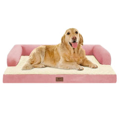 MEKIY cama perro grande rosa XL, descanso cómodo y estable para sesiones de sueño.