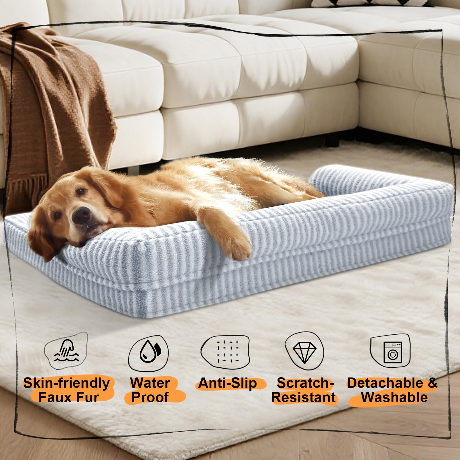 Cama MEKIY de talla 36x27 pulgadas para perros grandes.