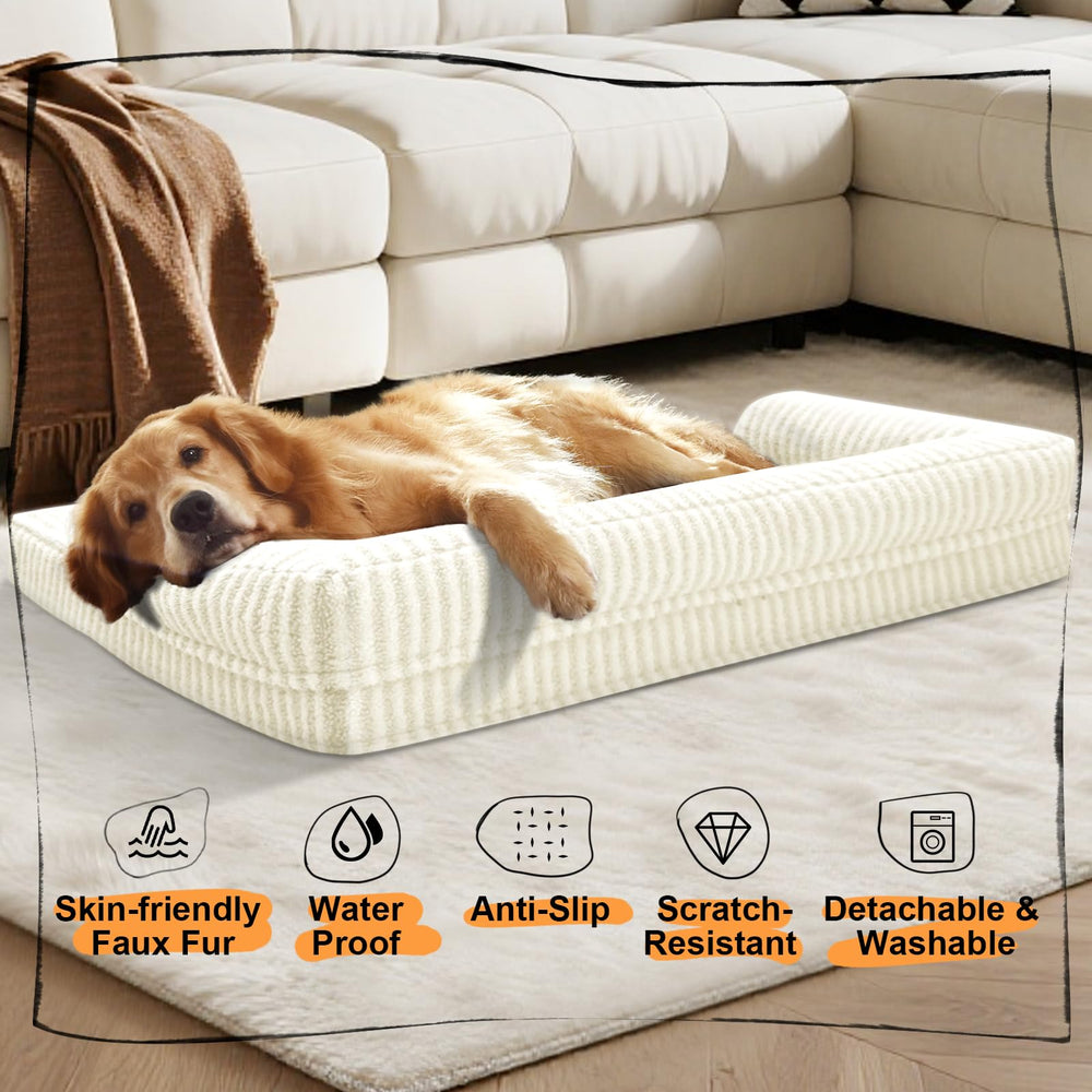 Dimensiones de la cama MEKIY 30x22x6.5 pulgadas para perros medianos.