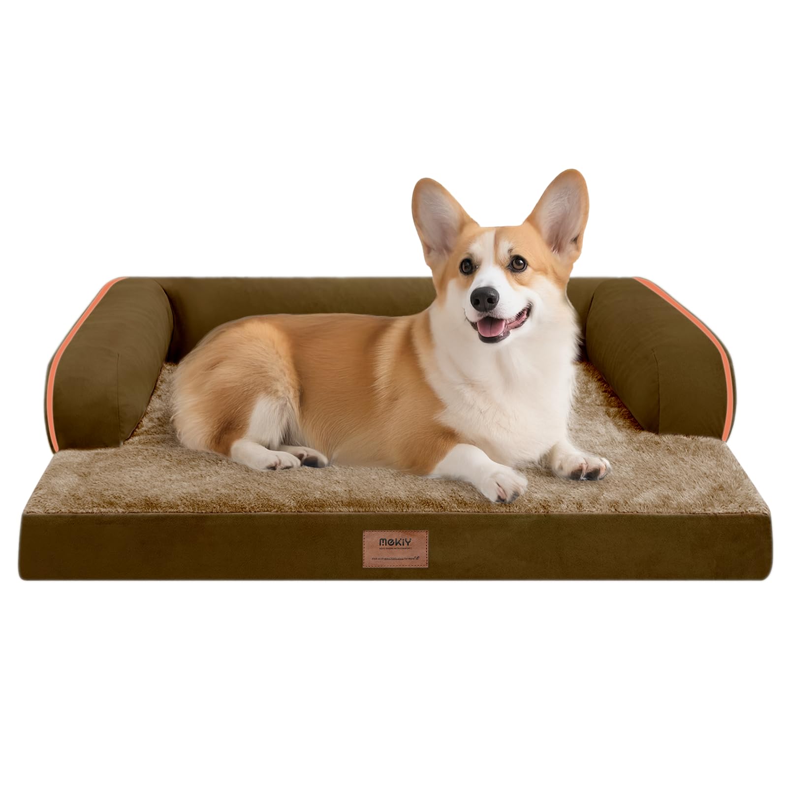 Cama MEKIY ortopédica mediana para perros con soporte de cabeza.