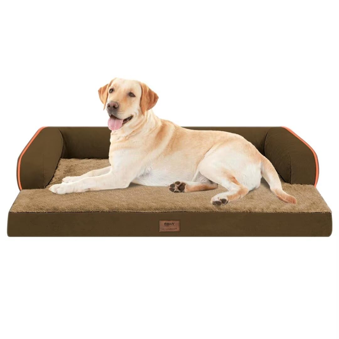 Cama MEKIY ortopédica XXL, vista frontal, descanso cómodo para perros grandes.