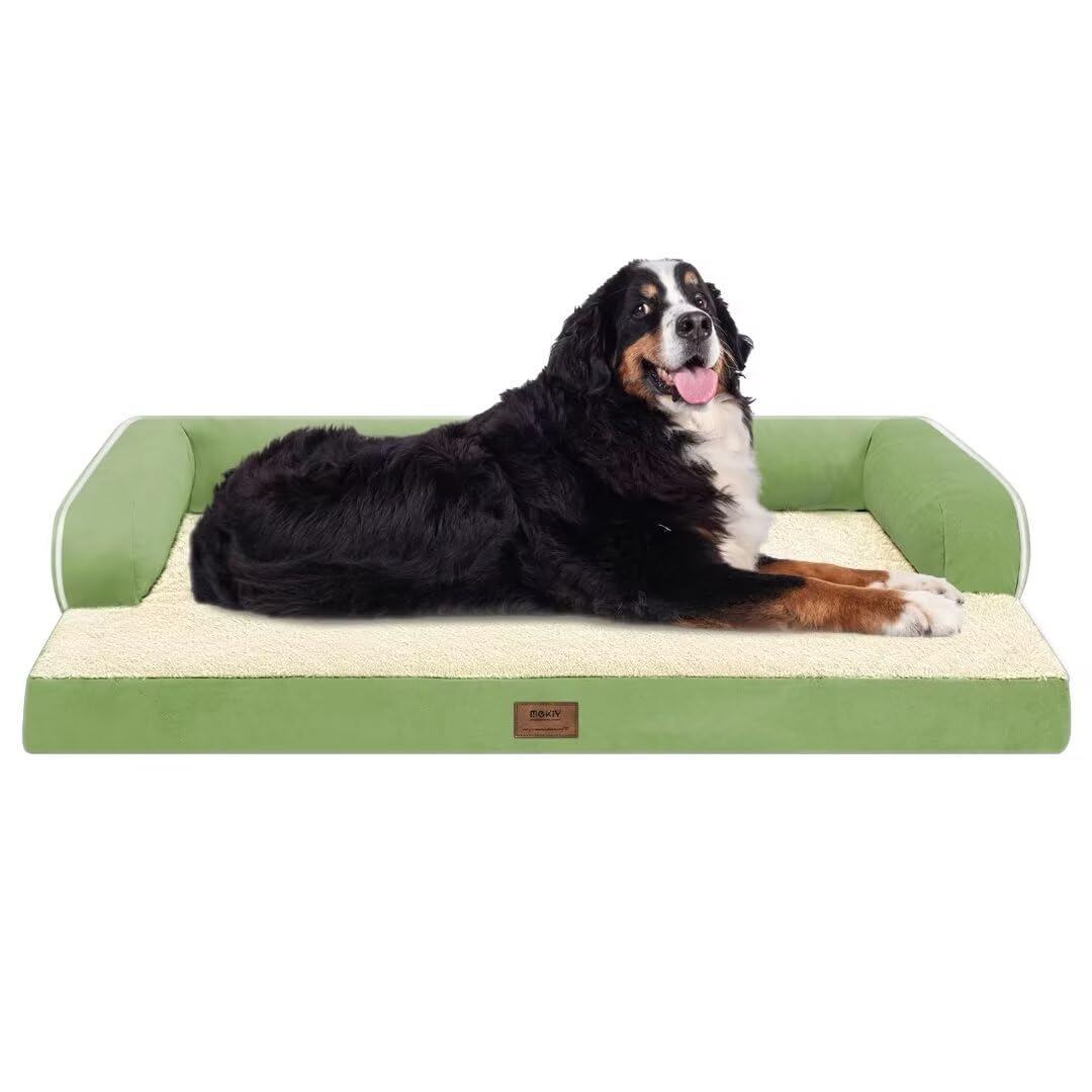 MEKIY cama perro ortopédica XXL Grass Green, soporte para articulaciones.