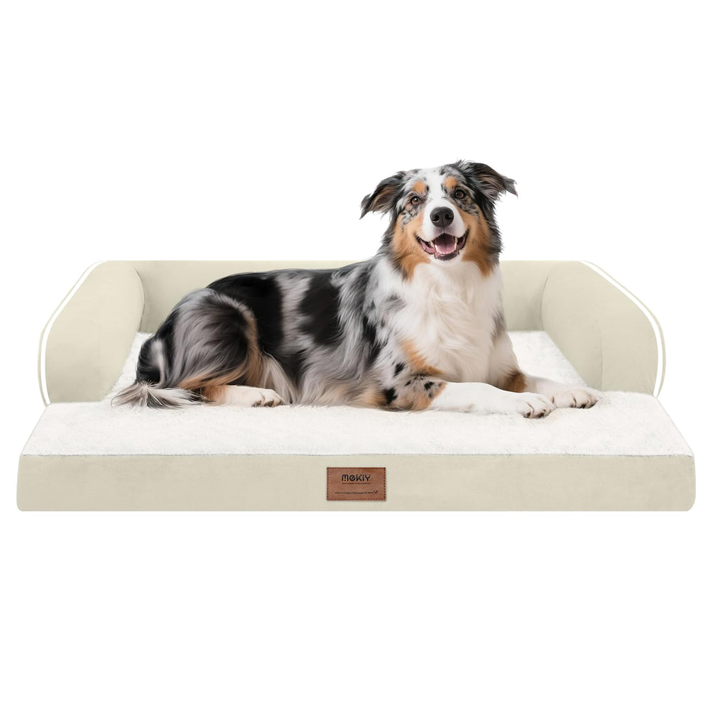 Cama MEKIY XL con espuma ergonómica, confort duradero para perros grandes.