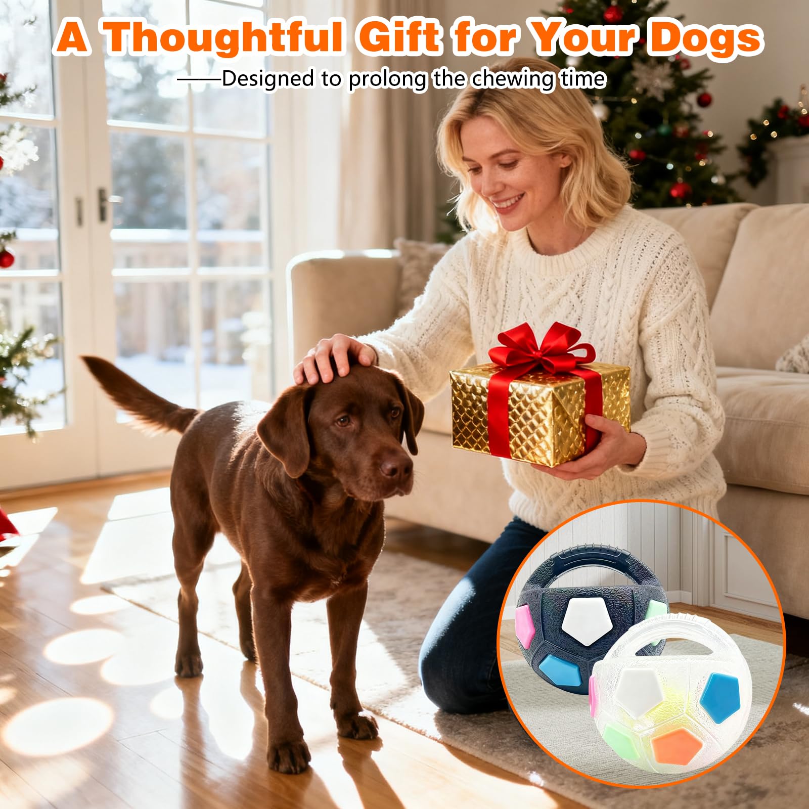 Bola de Mellow Dog apta para todas las razas y tamaños, versátil para casa y exterior.