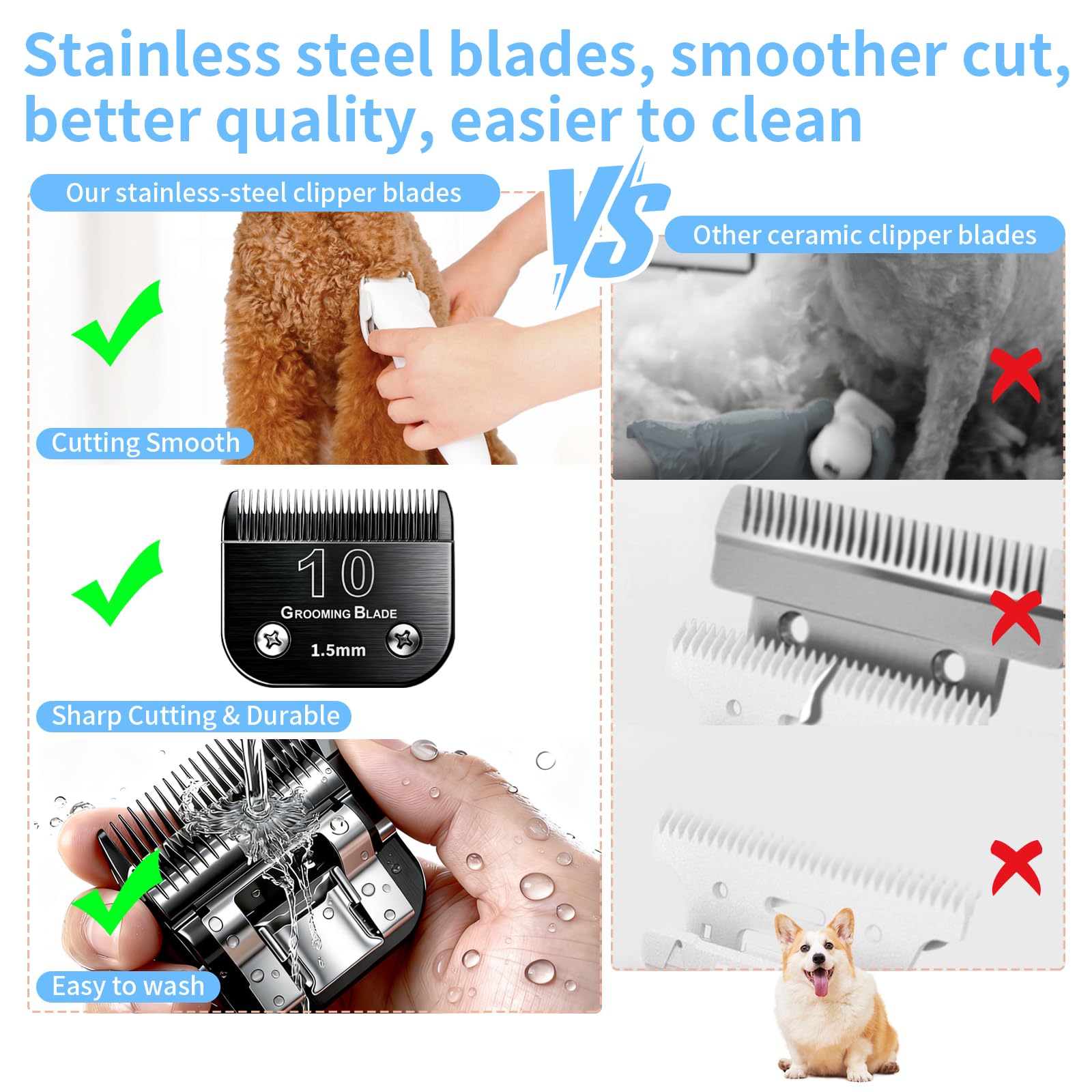 MEMIRY cuchilla compatible con Andis, Oster y Wahl, instalación rápida para sesiones.