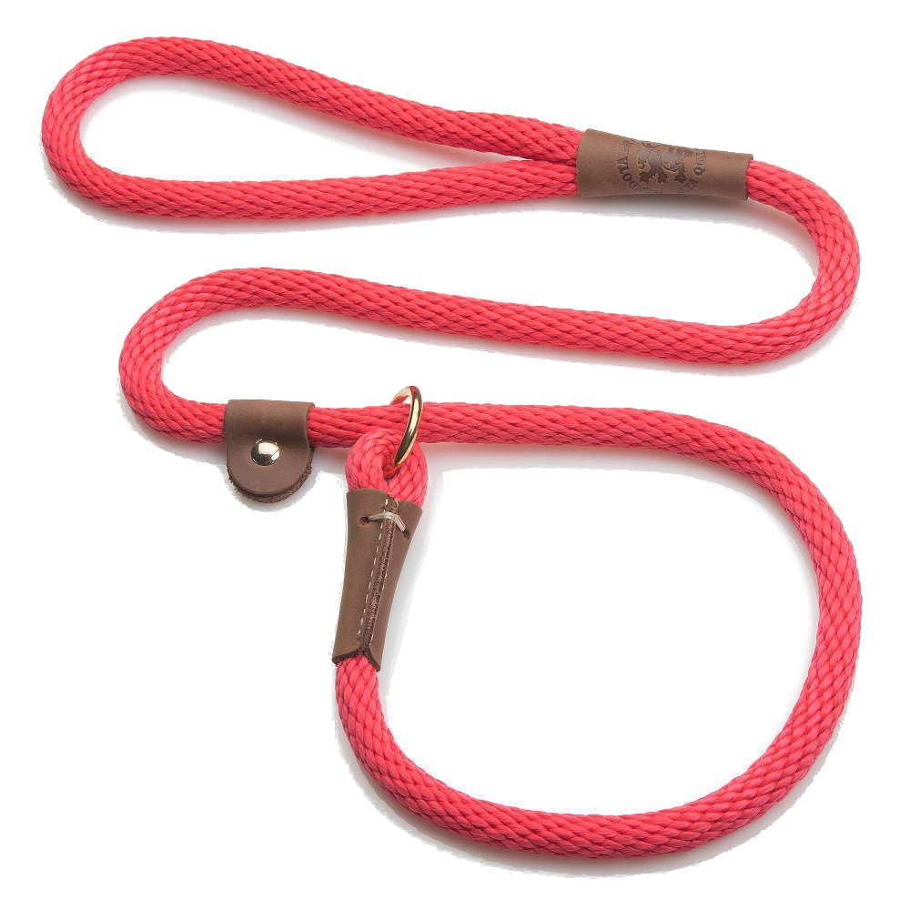 Mendota Slip Leash 1/2in x 4ft rojo: correa y collar en uno para entrenamiento cómodo.