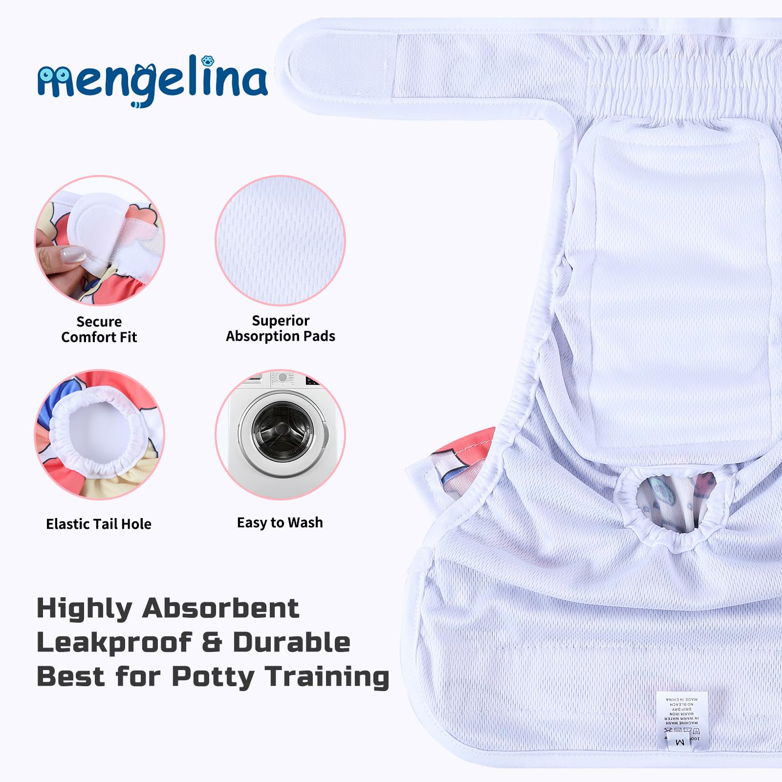 Mengelina panal para perra - cierre de velcro seguro y fácil de ajustar