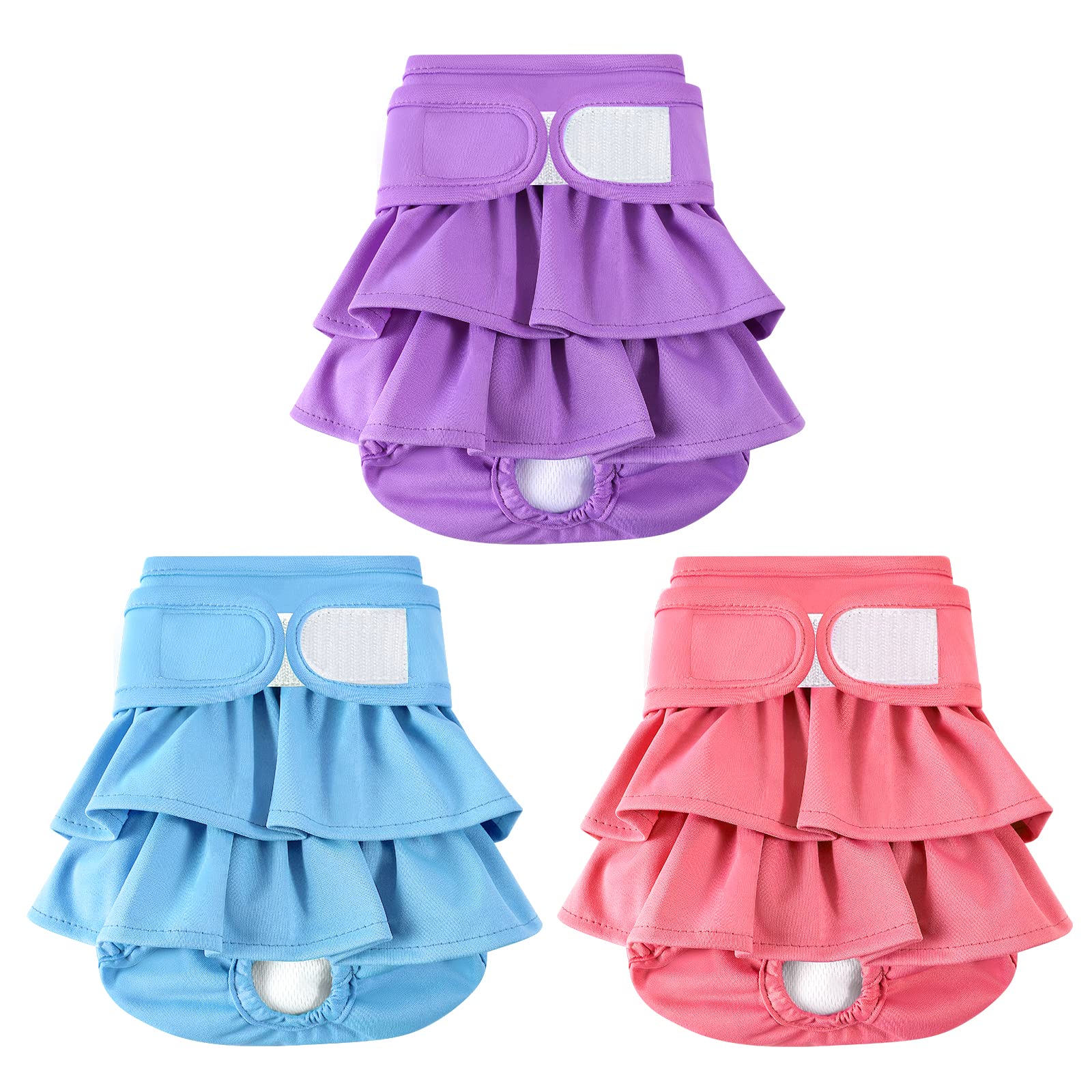 Pañales Mengelina para perra con ajuste de velcro cómodo.