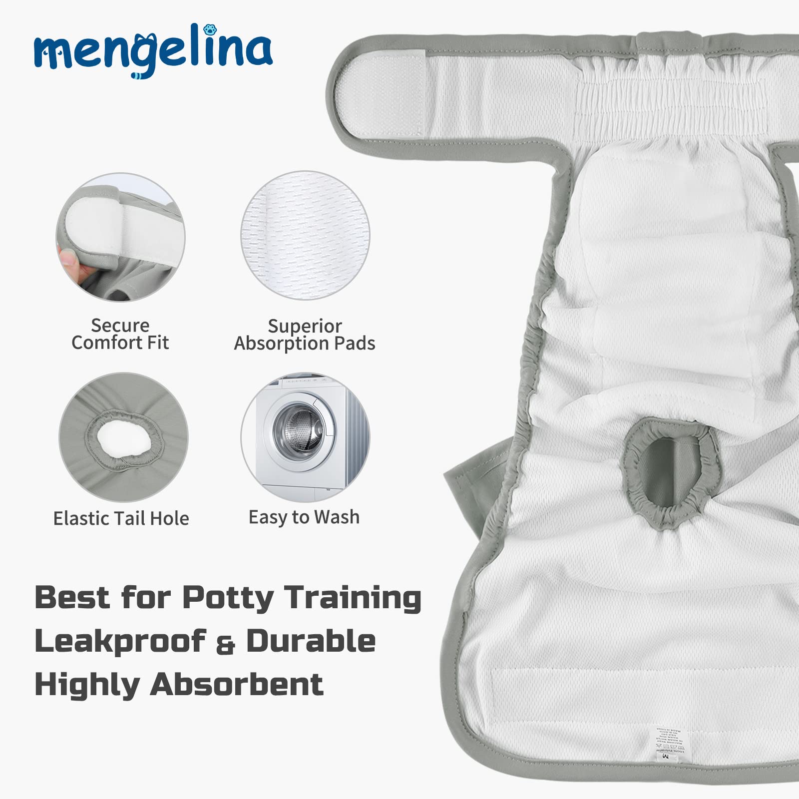 Mengelina panales con capas absorbentes, interior suave para mayor comodidad.