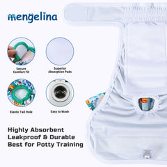 Pañales Mengelina para perras, ideales para uso diario durante celo o incontinencia.
