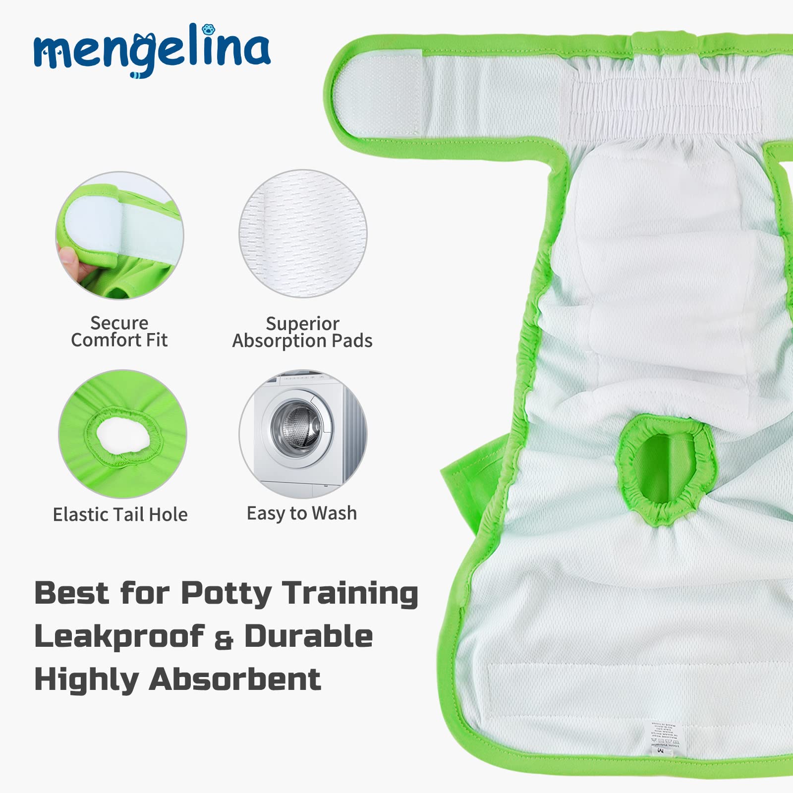 Mengelina pañales para perro hembra, ajuste flexible para mayor comodidad.