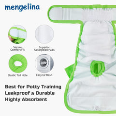 Mengelina pañales para perro hembra, ajuste flexible para mayor comodidad.