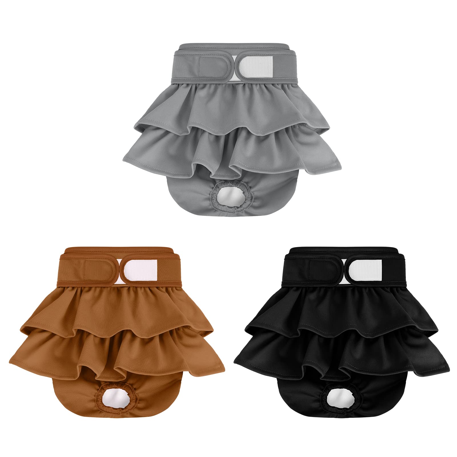 Mengelina: pañales para perros femeninos, conjunto de 3, ajuste cómodo y absorbencia confiable.