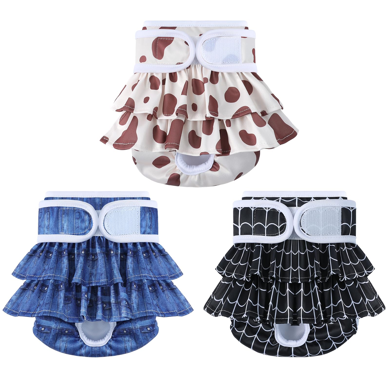 Mengelina pañales reutilizables para perras, estampado animal, talla mediana, ajuste cómodo para uso diario.