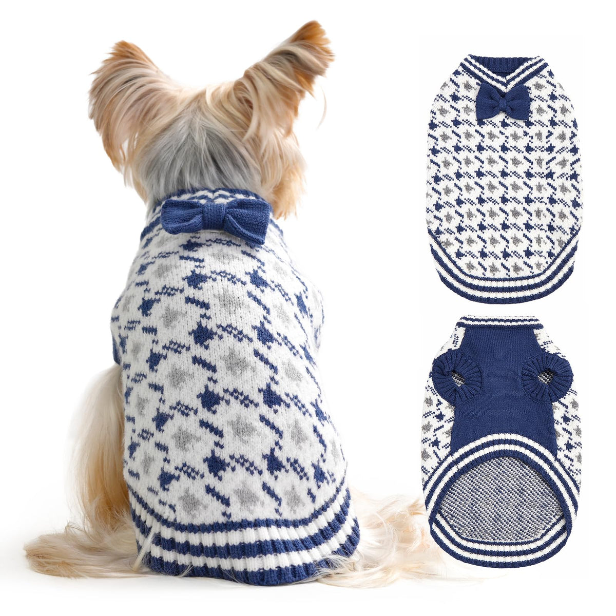 MengMengDa suéter para perro tejido azul XL, ideal para climas fríos.