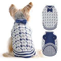 MengMengDa suéter para perro tejido azul XL, ideal para climas fríos.