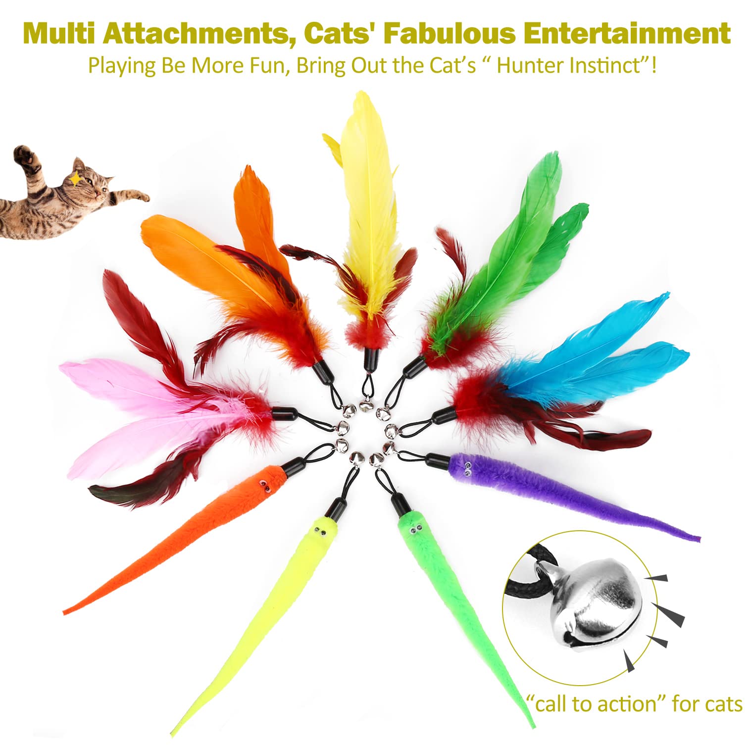 MeoHui plumas en forma de ave, estimulan caza lúdica.
