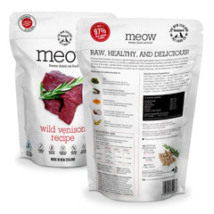 Meow venado liofilizado-02: textura crujiente ideal como aderezo.