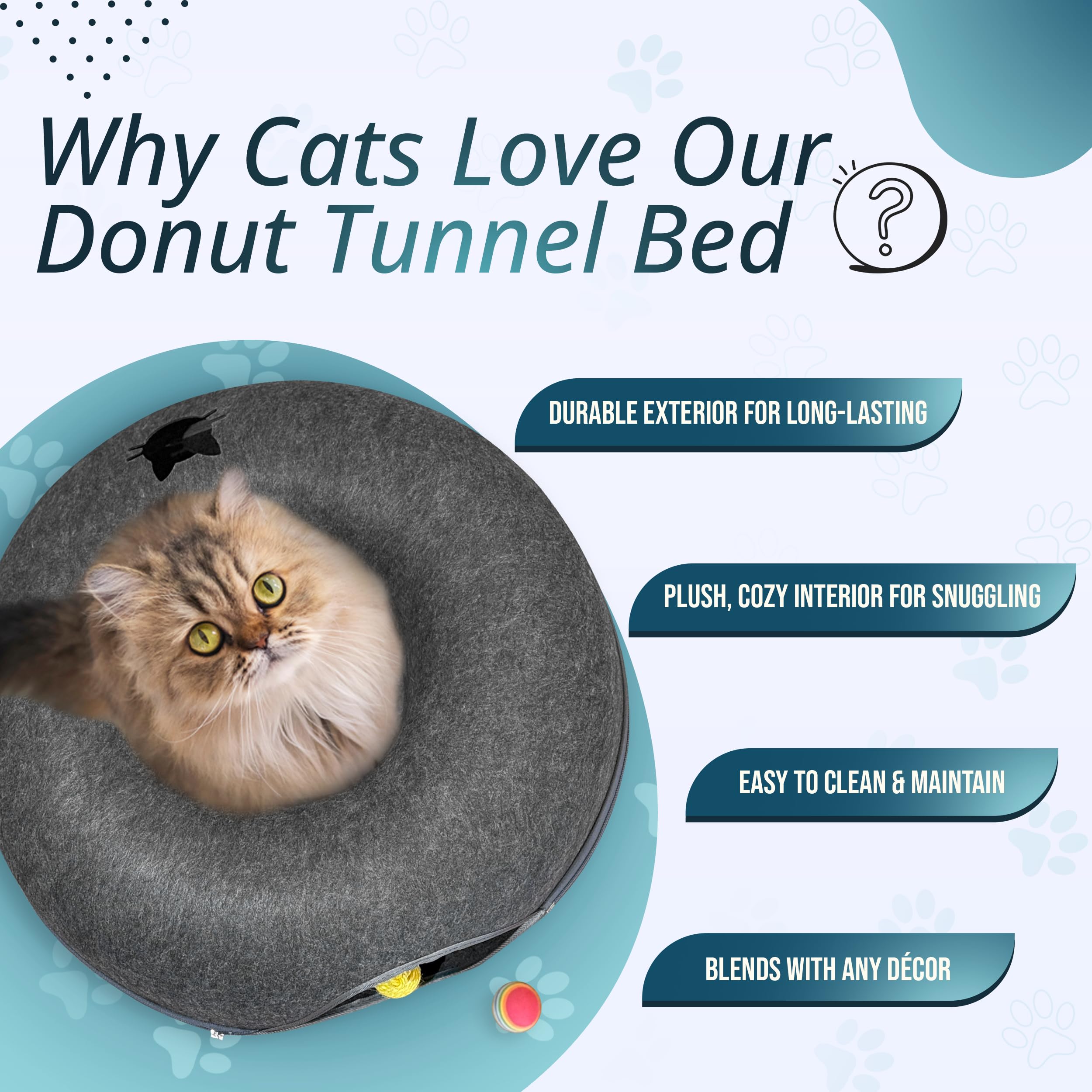 Meow Mates tunel-gato-cueva-redonda, espacio cómodo para descansar.