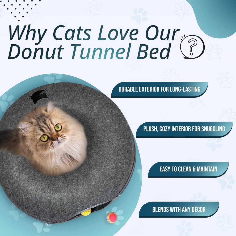Meow Mates tunel-gato-cueva-redonda, espacio cómodo para descansar.