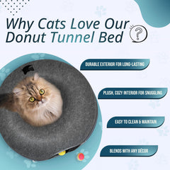 Meow Mates tunel-gato-cueva-redonda, espacio cómodo para descansar.