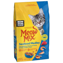 Meow Mix Seafood Medley croquetas camarones: textura sabrosa para pelaje saludable.