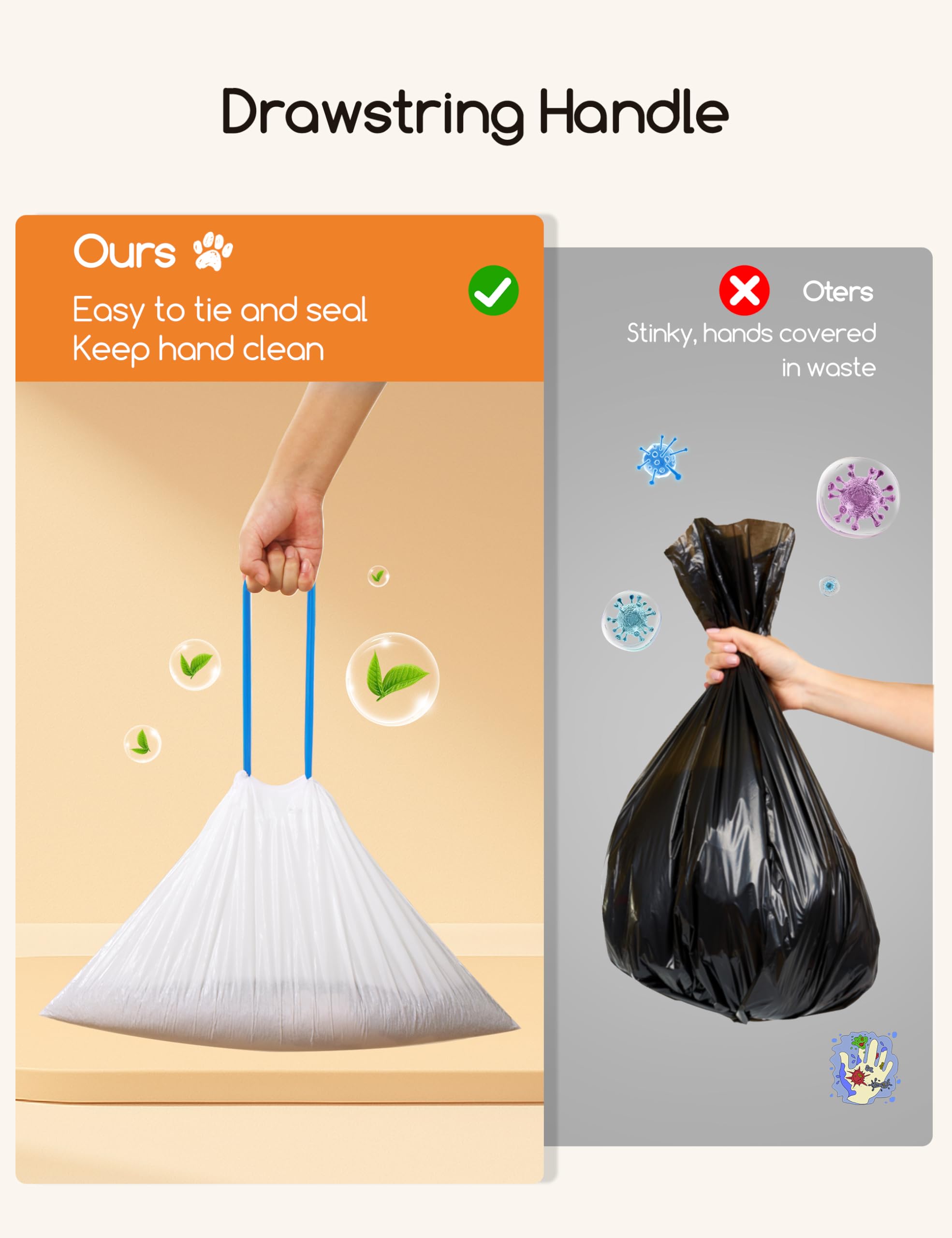 Meowant bolsa para caja de arena de 10 kg, diseño resistente.