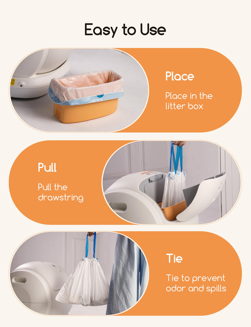 Tres rollos de Meowant: 20 bolsas cada uno para mayor practicidad.