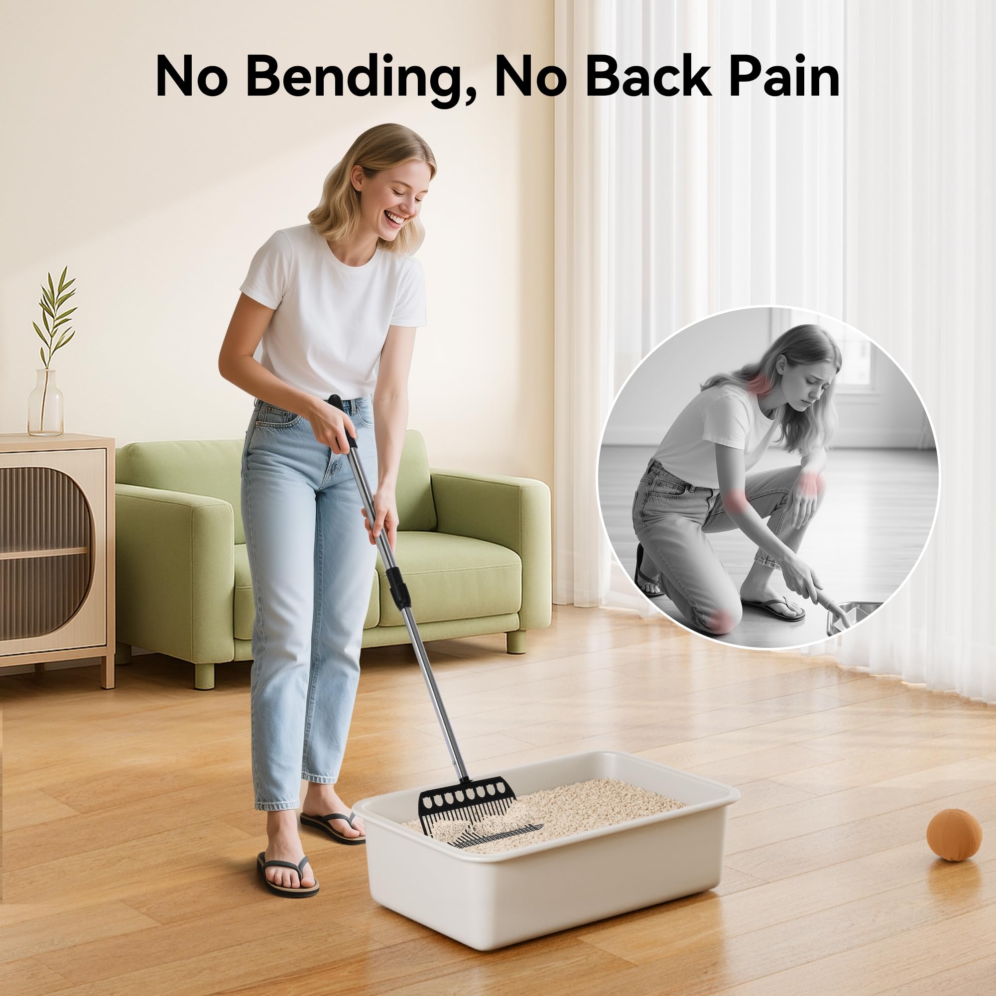 Meowant cazo extensible facilita limpieza rápida sin doblarte.