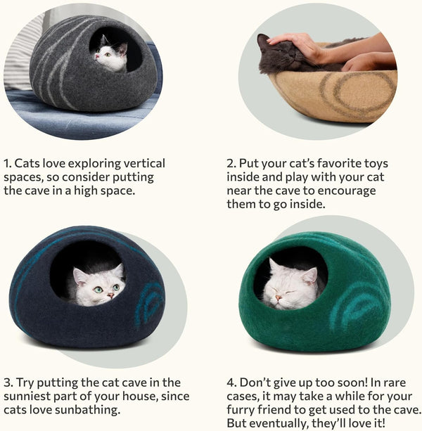 MEOWFIA cama-cueva merino beige, fácil de limpiar y mantener.