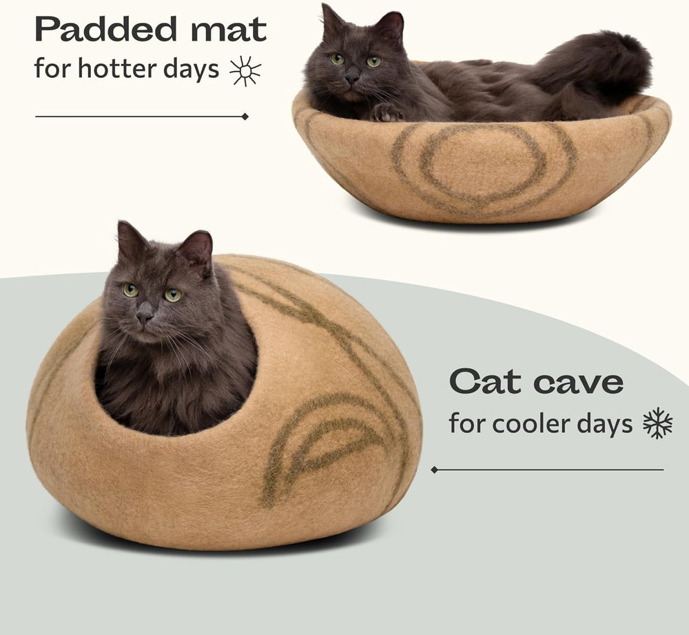 MEOWFIA cama-gato merino beige, duradera y ligera para usar en cualquier habitación.
