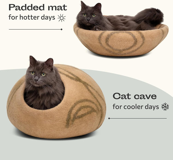 MEOWFIA cama-gato merino beige, duradera y ligera para usar en cualquier habitación.