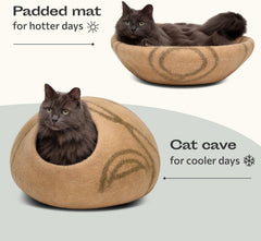 MEOWFIA cama-gato merino beige, duradera y ligera para usar en cualquier habitación.