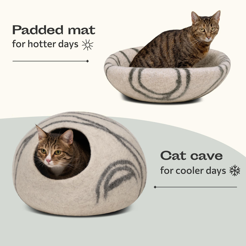 MEOWFIA Cueva, textura de lana merino natural para calidez y suavidad