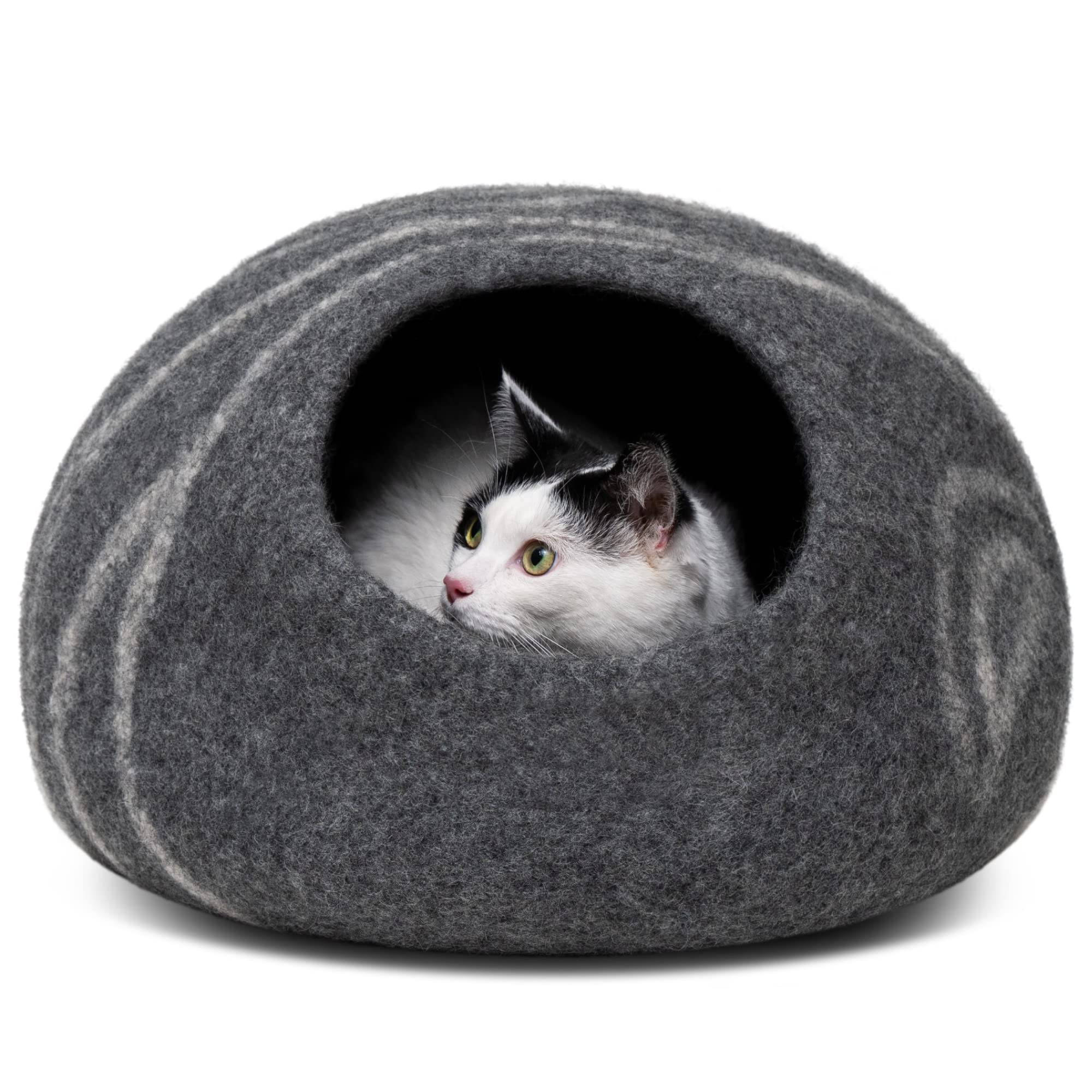 MEOWFIA Cueva para gatos, vista frontal, descanso privado y cómodo.
