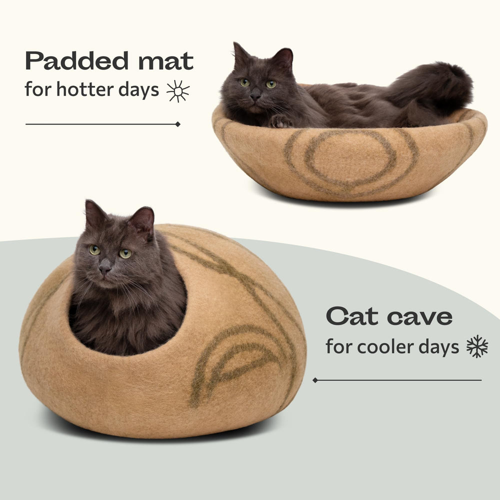 MEOWFIA cueva para gato de frente, espacio privado para esconderse y descansar.