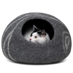 MEOWFIA Cueva para gatos, vista frontal, descanso privado y cómodo.